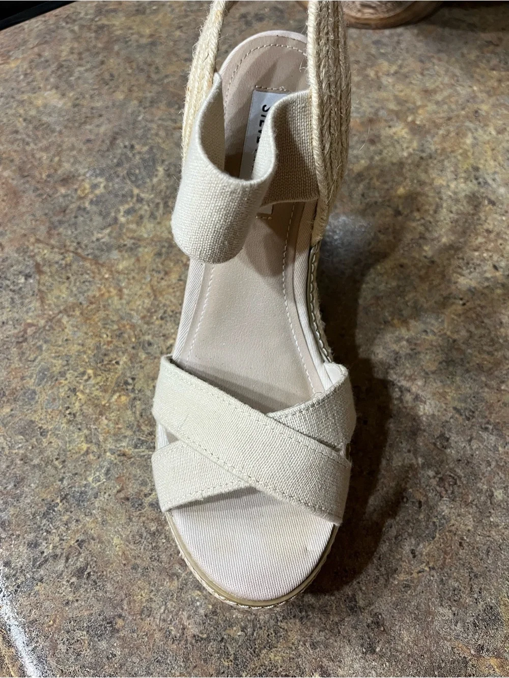Steve Madden Espadrille Wedge Sandals Women Sz 6 Cream Natural Boho Summer